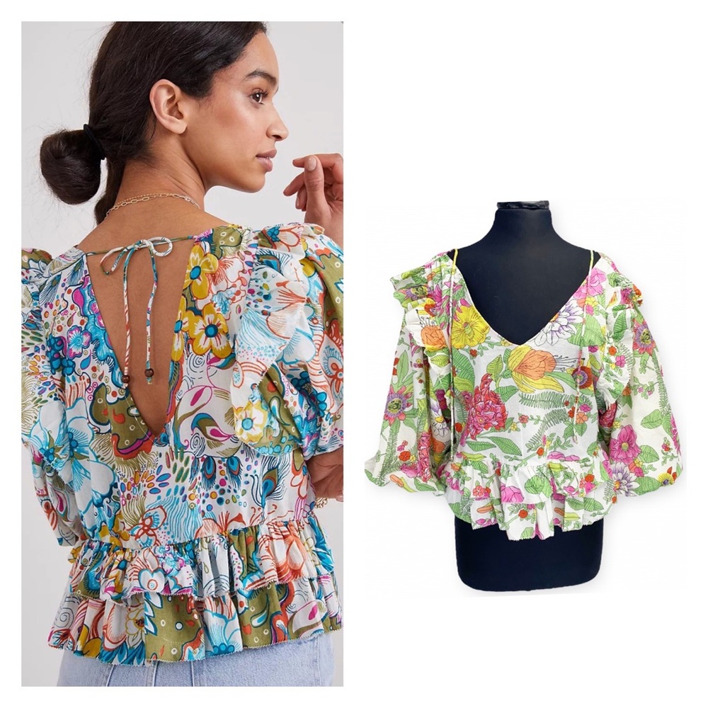 Anthropologie Love the Label Ruffle Reagan Blouse - Picture 2 of 13